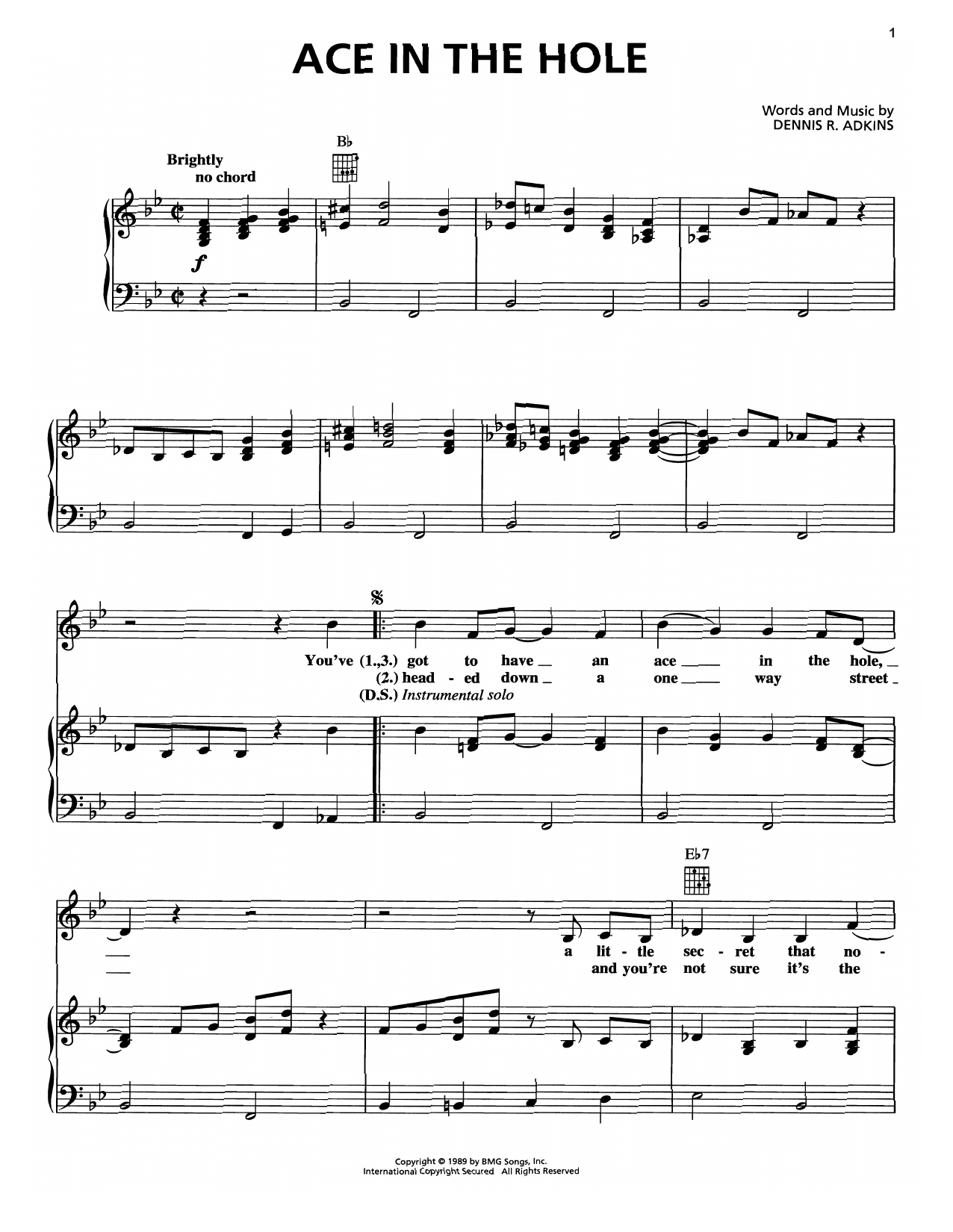 Download George Strait Ace In The Hole Sheet Music and learn how to play Piano, Vocal & Guitar (Right-Hand Melody) PDF digital score in minutes