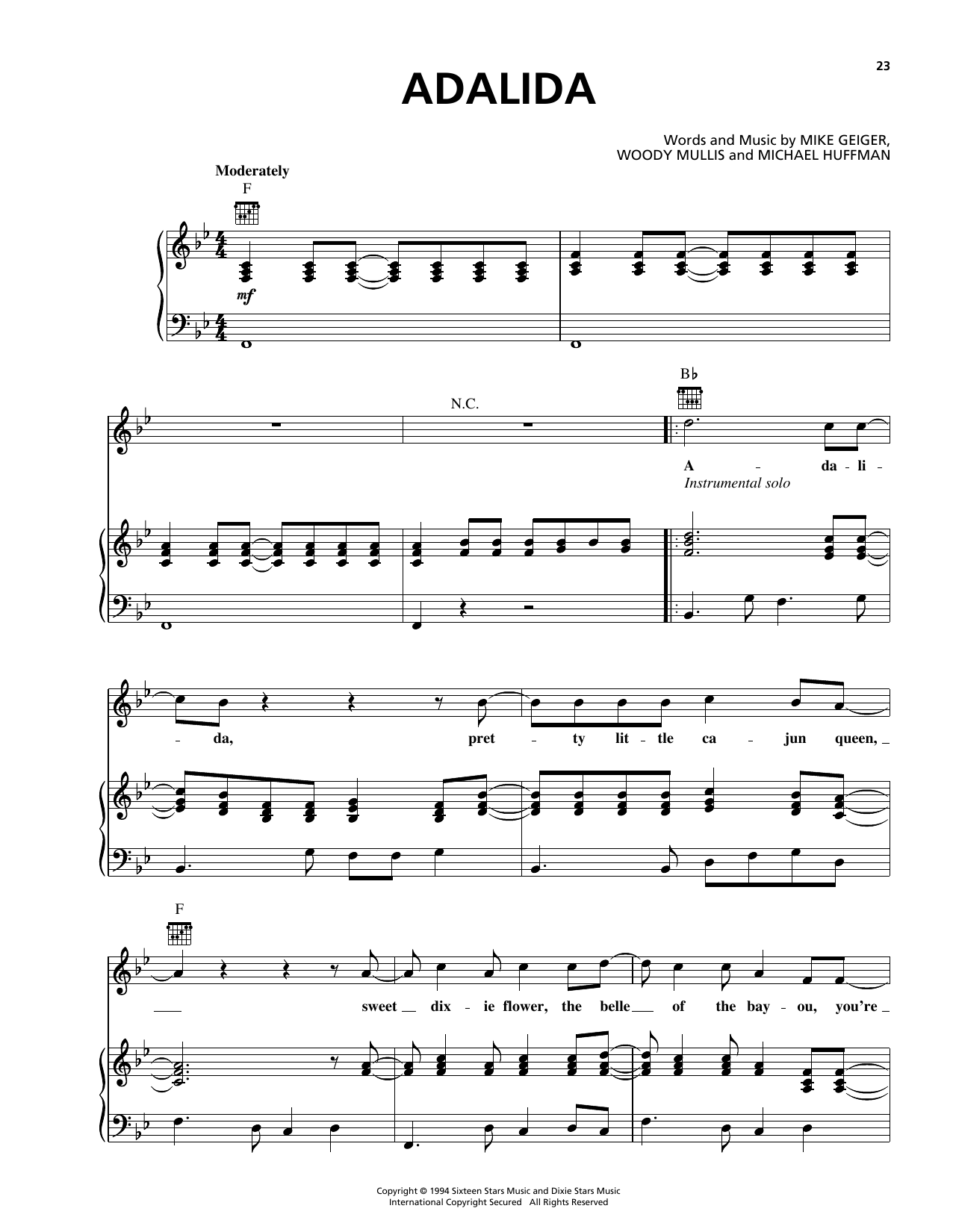 Download George Strait Adalida Sheet Music and learn how to play Piano, Vocal & Guitar (Right-Hand Melody) PDF digital score in minutes