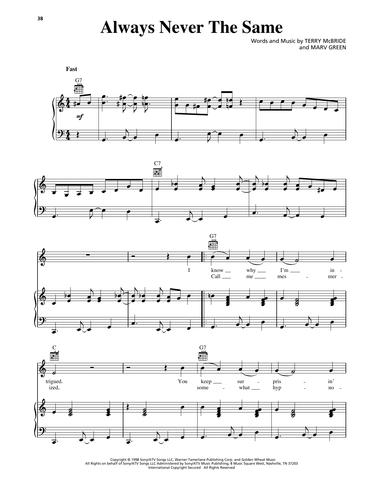 Download George Strait Always Never The Same Sheet Music and learn how to play Piano, Vocal & Guitar Chords (Right-Hand Melody) PDF digital score in minutes