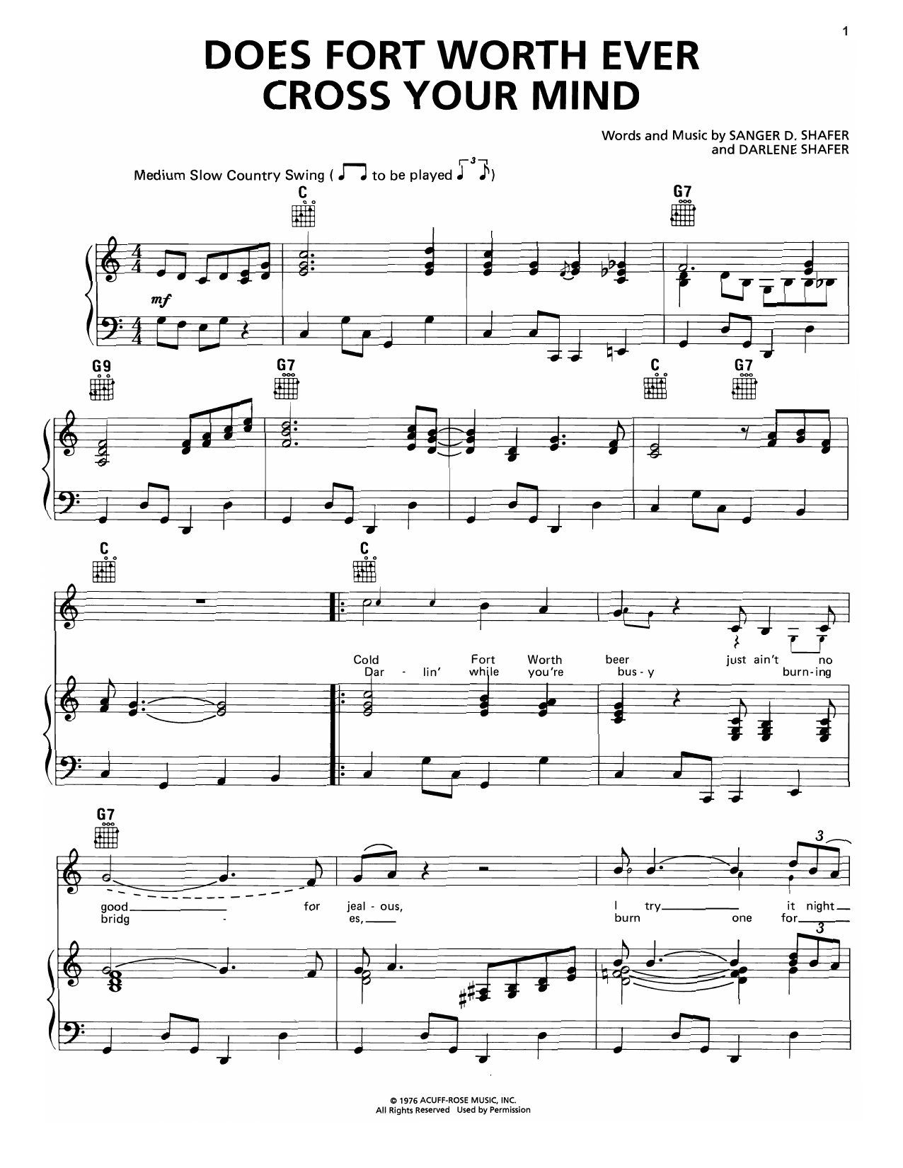 Download George Strait Does Fort Worth Ever Cross Your Mind Sheet Music and learn how to play Piano, Vocal & Guitar (Right-Hand Melody) PDF digital score in minutes