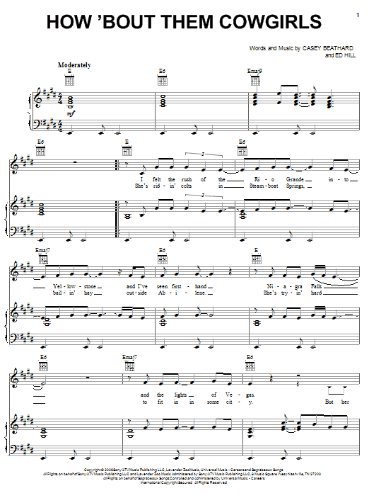 Download George Strait How 'Bout Them Cowgirls Sheet Music and learn how to play Piano, Vocal & Guitar (Right-Hand Melody) PDF digital score in minutes