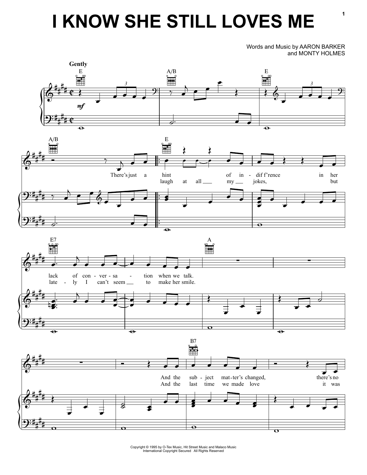 Download George Strait I Know She Still Loves Me Sheet Music and learn how to play Piano, Vocal & Guitar (Right-Hand Melody) PDF digital score in minutes