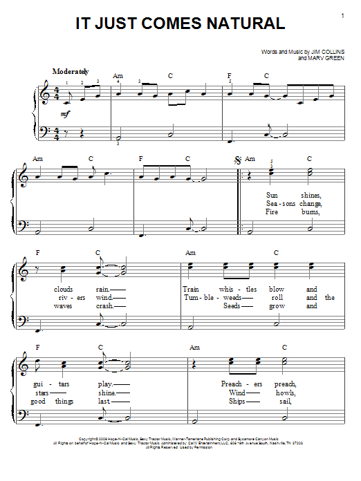 Download George Strait It Just Comes Natural Sheet Music and learn how to play Piano, Vocal & Guitar (Right-Hand Melody) PDF digital score in minutes