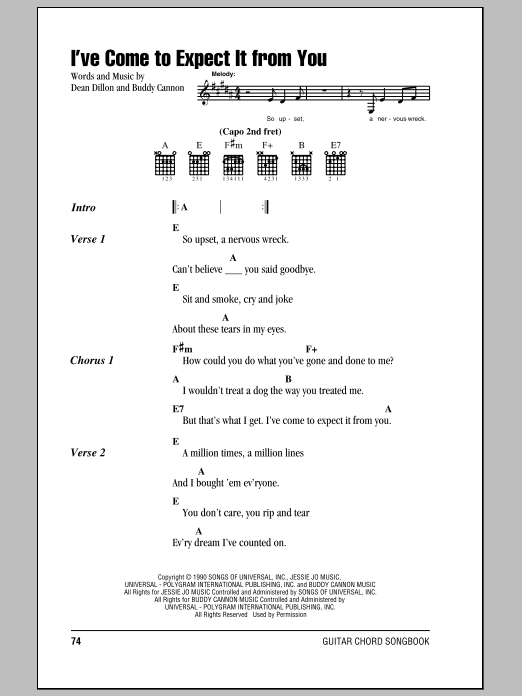 Download George Strait I've Come To Expect It From You Sheet Music and learn how to play Lyrics & Chords PDF digital score in minutes
