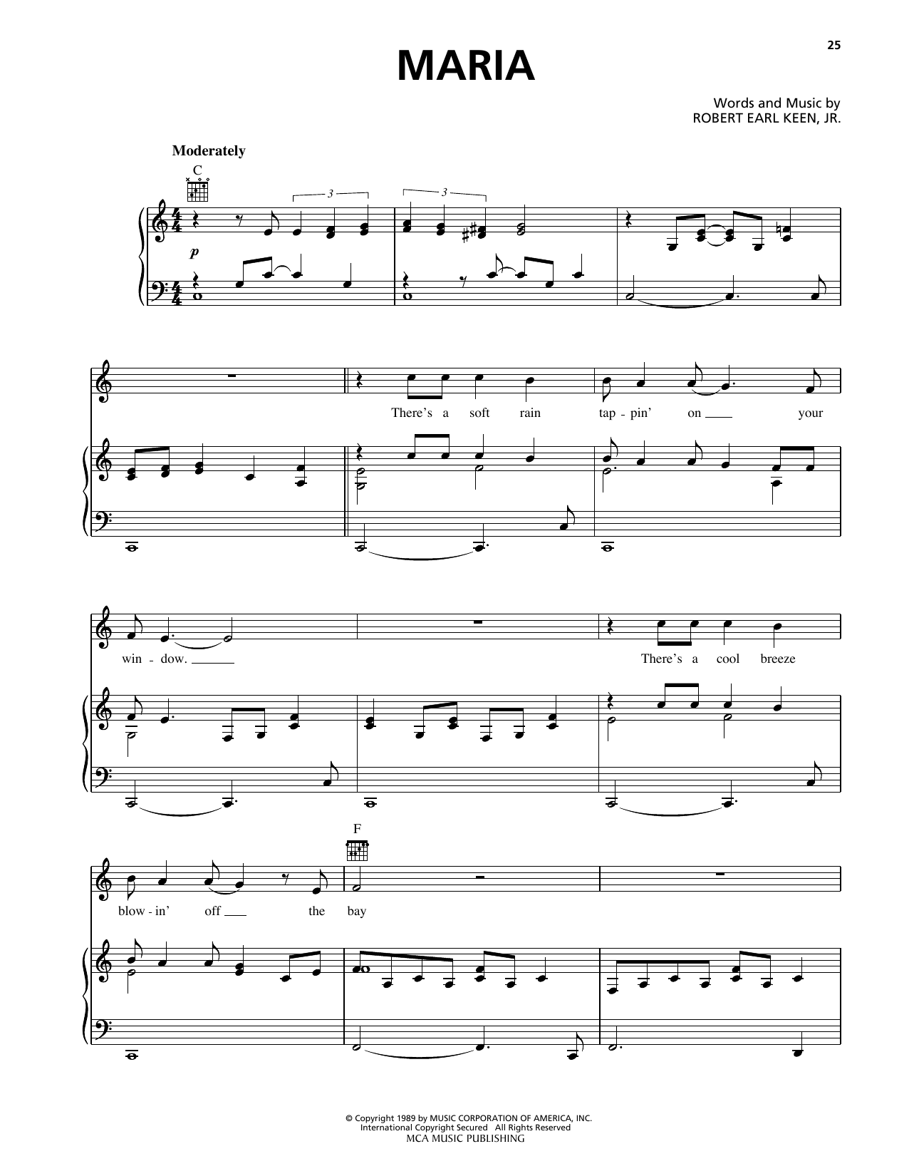 Download George Strait Maria Sheet Music and learn how to play Piano, Vocal & Guitar Chords (Right-Hand Melody) PDF digital score in minutes