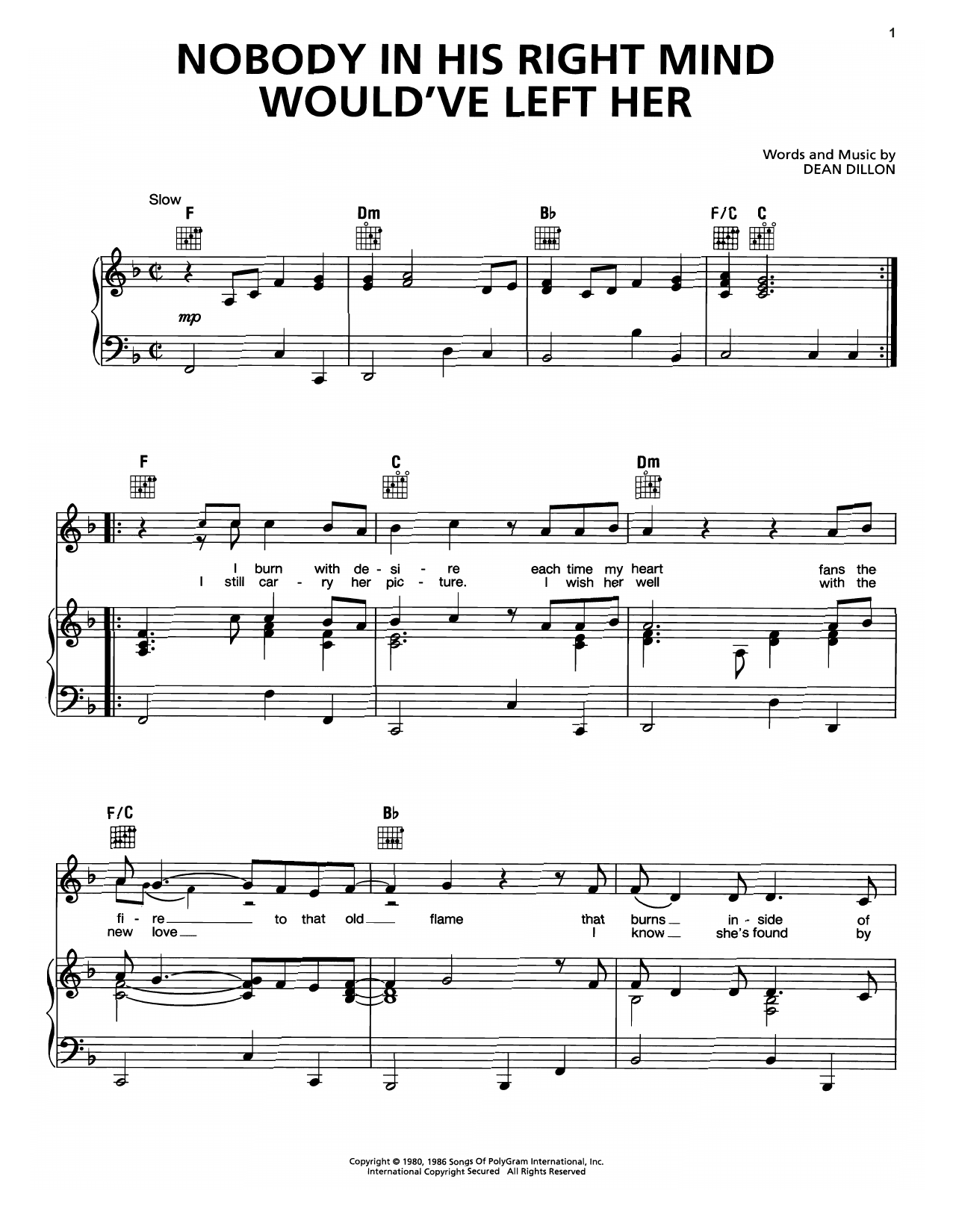 Download George Strait Nobody In His Right Mind Would've Left Her Sheet Music and learn how to play Piano, Vocal & Guitar (Right-Hand Melody) PDF digital score in minutes