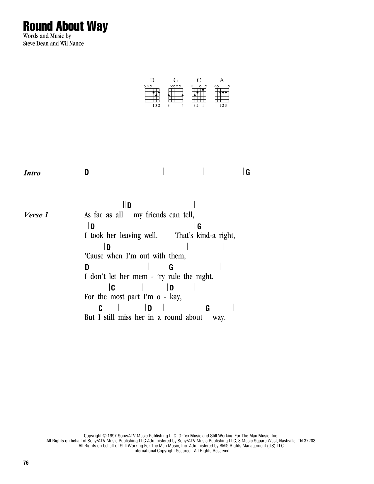 Download George Strait Round About Way Sheet Music and learn how to play Lyrics & Chords PDF digital score in minutes