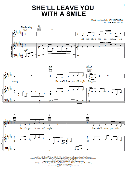Download George Strait She'll Leave You With A Smile Sheet Music and learn how to play Piano, Vocal & Guitar (Right-Hand Melody) PDF digital score in minutes