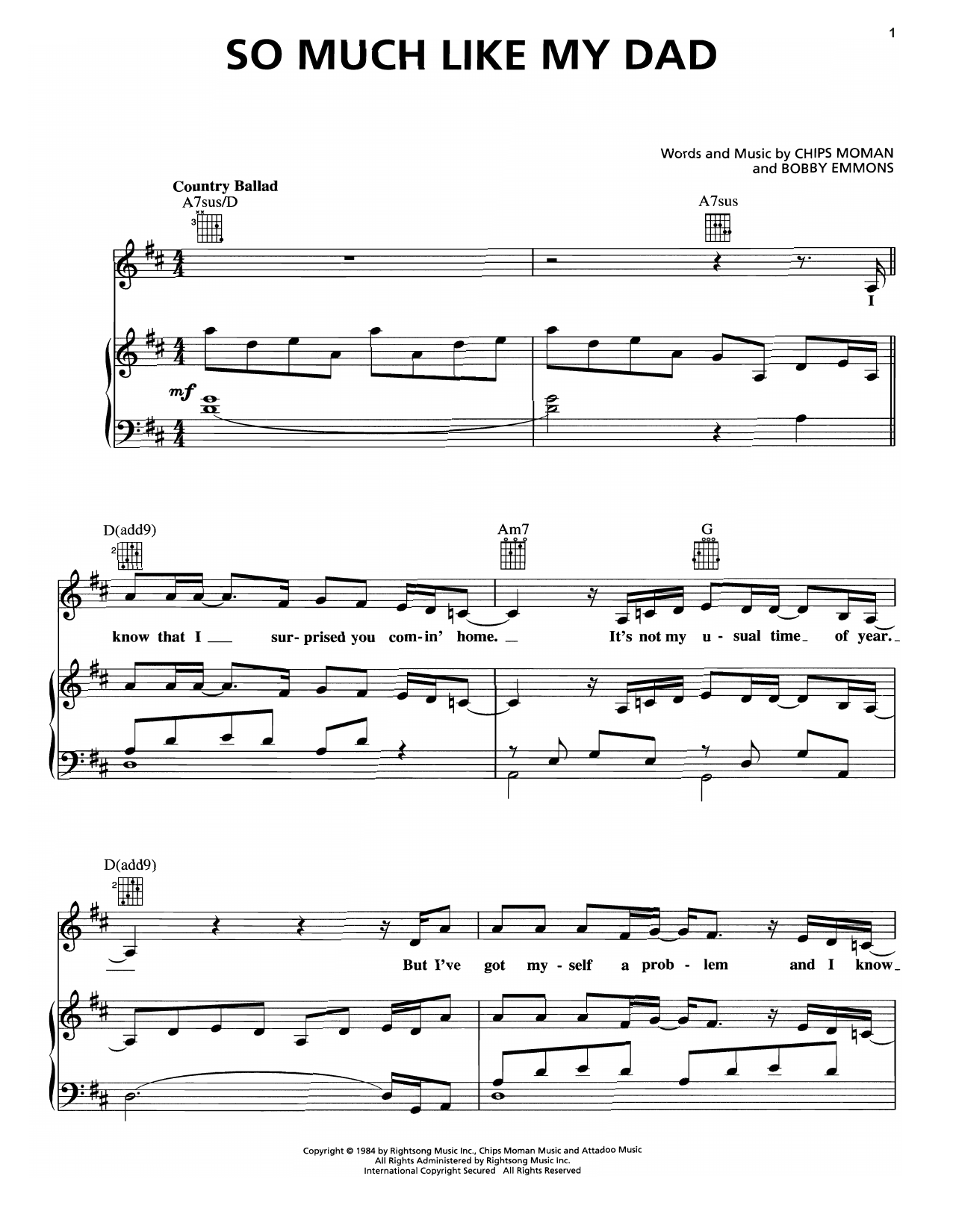 Download George Strait So Much Like My Dad Sheet Music and learn how to play Piano, Vocal & Guitar (Right-Hand Melody) PDF digital score in minutes