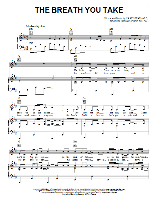 Download George Strait The Breath You Take Sheet Music and learn how to play Piano, Vocal & Guitar (Right-Hand Melody) PDF digital score in minutes