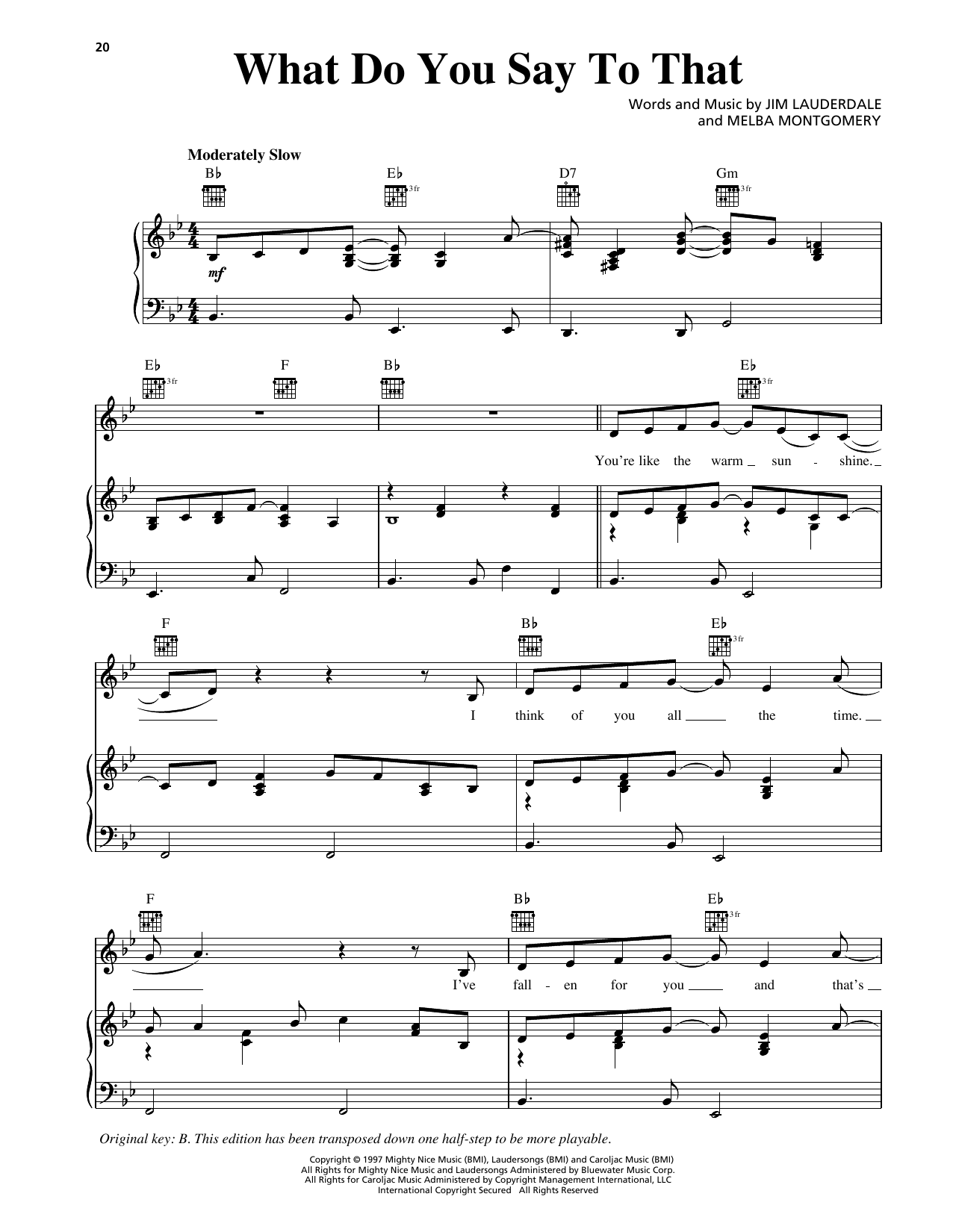 Download George Strait What Do You Say To That Sheet Music and learn how to play Piano, Vocal & Guitar Chords (Right-Hand Melody) PDF digital score in minutes