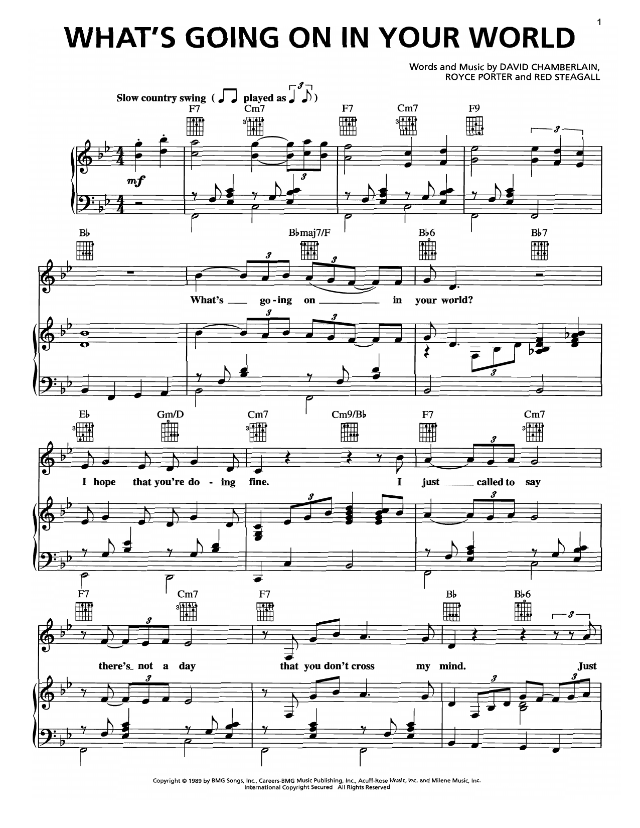 Download George Strait What's Going On In Your World Sheet Music and learn how to play Piano, Vocal & Guitar (Right-Hand Melody) PDF digital score in minutes