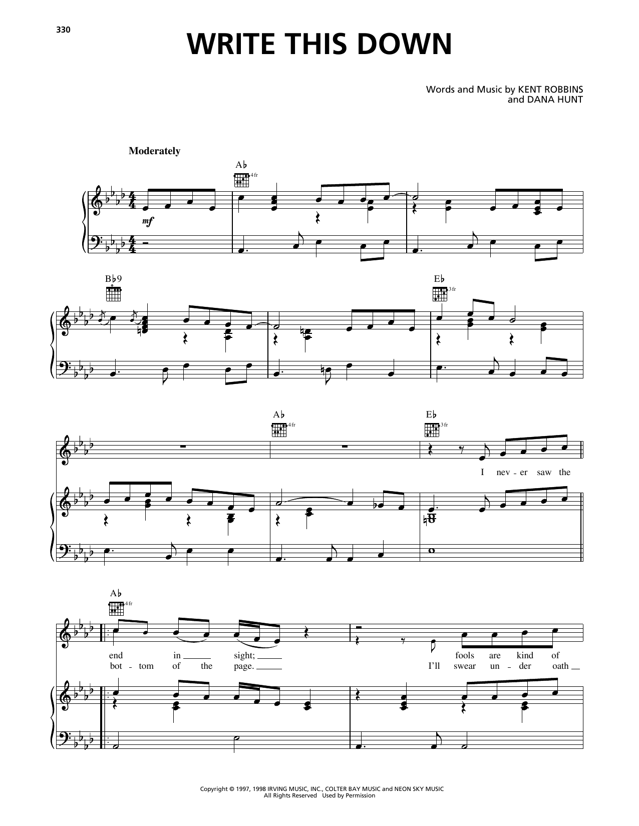 Download George Strait Write This Down Sheet Music and learn how to play Piano, Vocal & Guitar Chords (Right-Hand Melody) PDF digital score in minutes