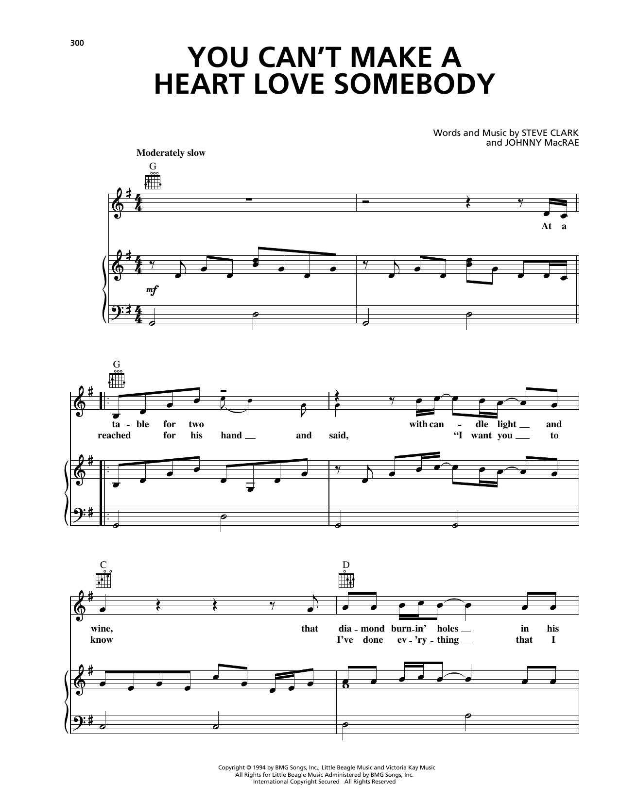 Download George Strait You Can't Make A Heart Love Somebody Sheet Music and learn how to play Piano, Vocal & Guitar (Right-Hand Melody) PDF digital score in minutes