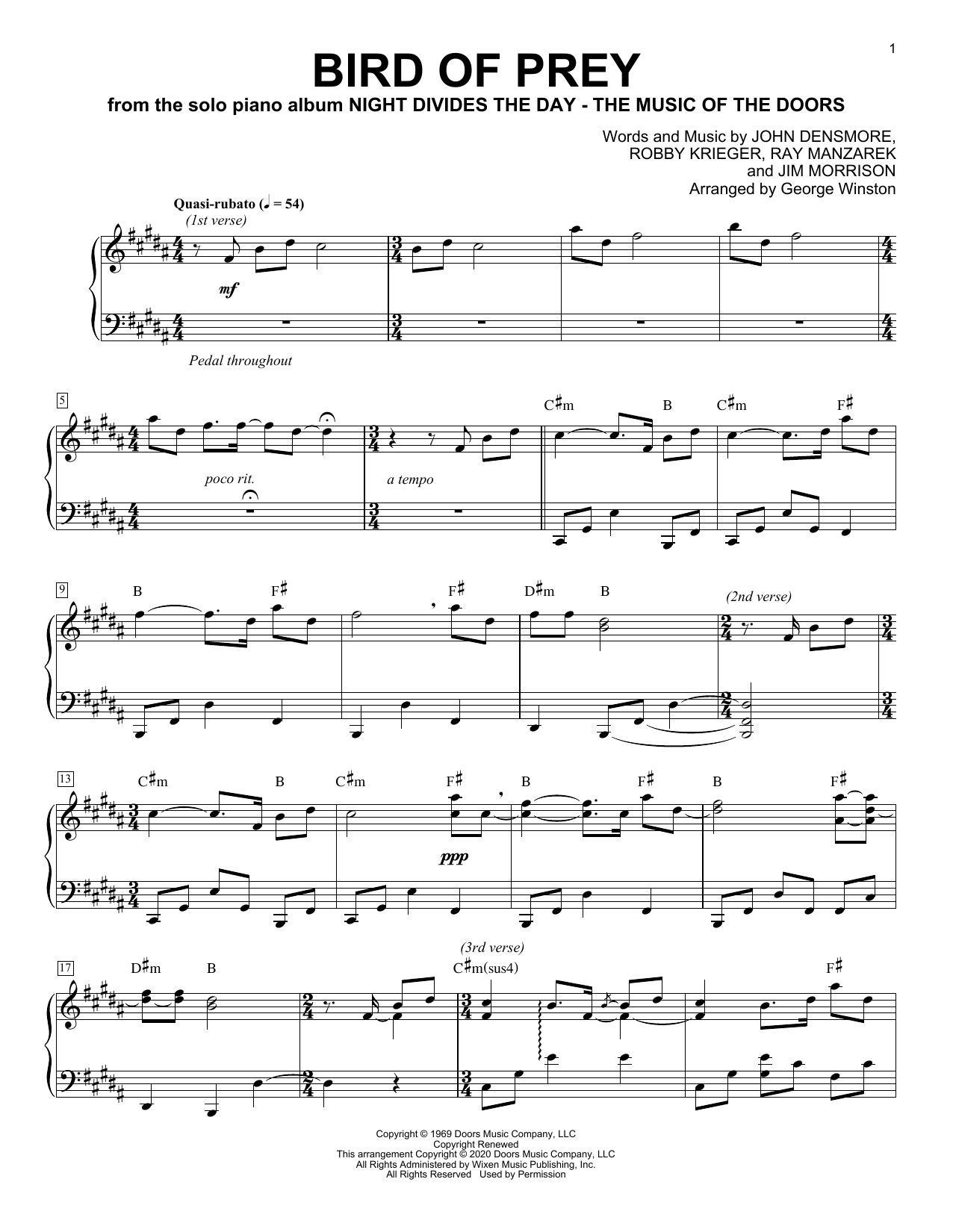 Download George Winston Bird Of Prey Sheet Music and learn how to play Piano Solo PDF digital score in minutes
