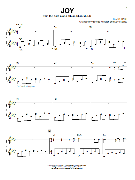 Download George Winston Joy Sheet Music and learn how to play Easy Piano PDF digital score in minutes