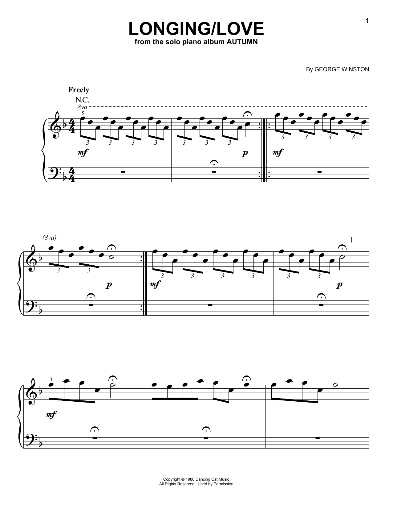 Download George Winston Longing/Love Sheet Music and learn how to play Easy Piano PDF digital score in minutes