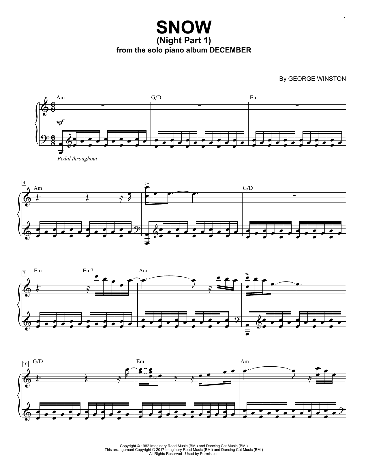 Download George Winston Snow (Night Part 1) Sheet Music and learn how to play Piano PDF digital score in minutes