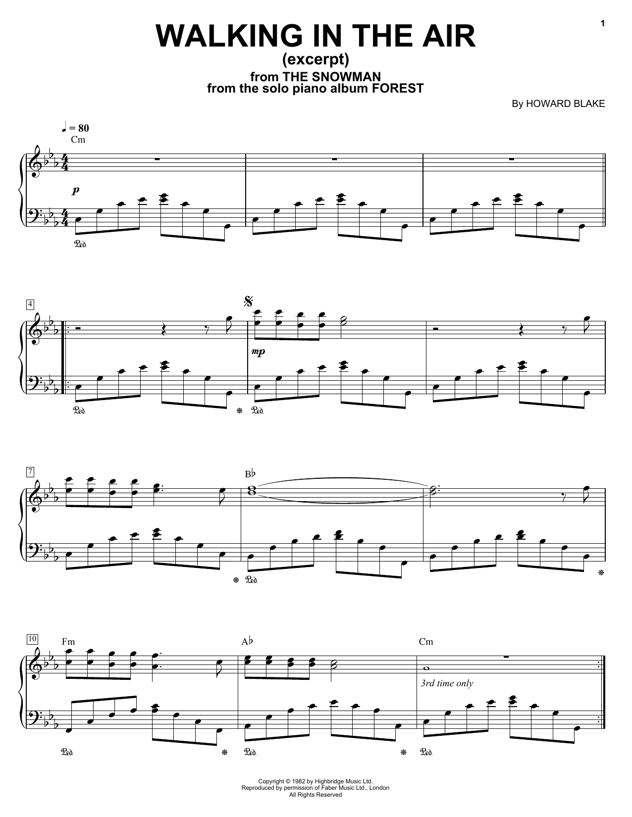 Download George Winston Walking In The Air Sheet Music and learn how to play Easy Piano PDF digital score in minutes