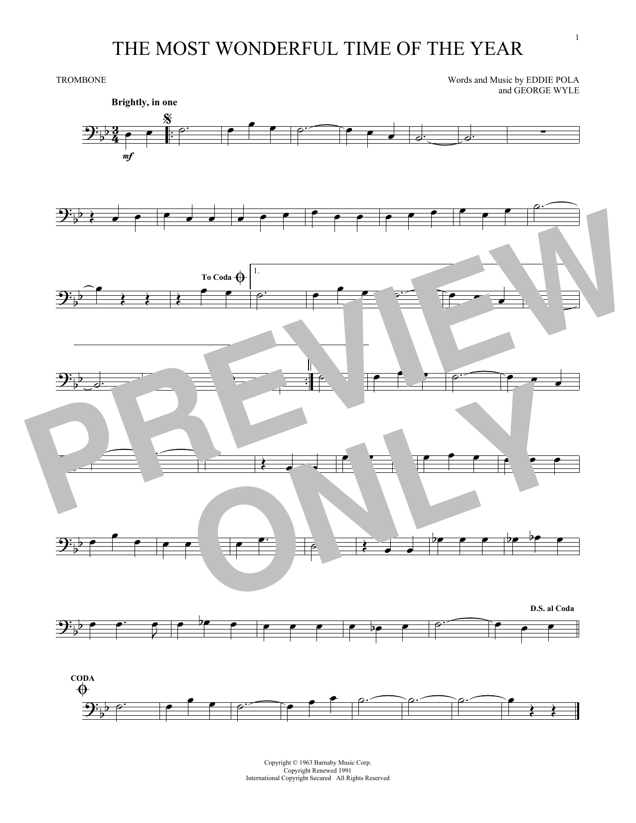 Download George Wyle & Eddie Pola The Most Wonderful Time Of The Year Sheet Music and learn how to play Alto Saxophone PDF digital score in minutes