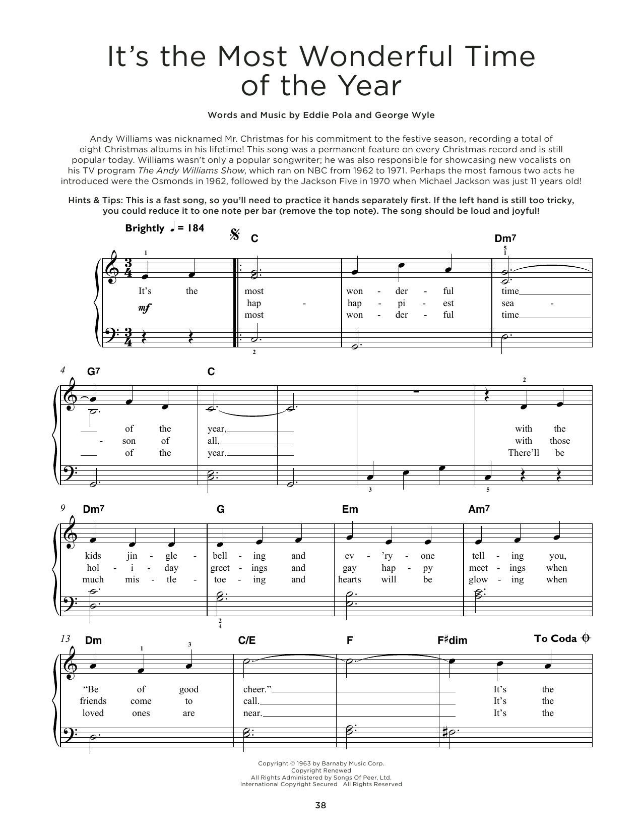 Download George Wyle It's The Most Wonderful Time Of The Year Sheet Music and learn how to play Really Easy Piano PDF digital score in minutes