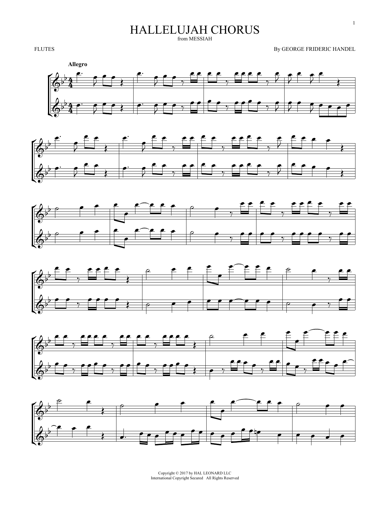 George Frideric Handel Hallelujah Chorus Sheet Music