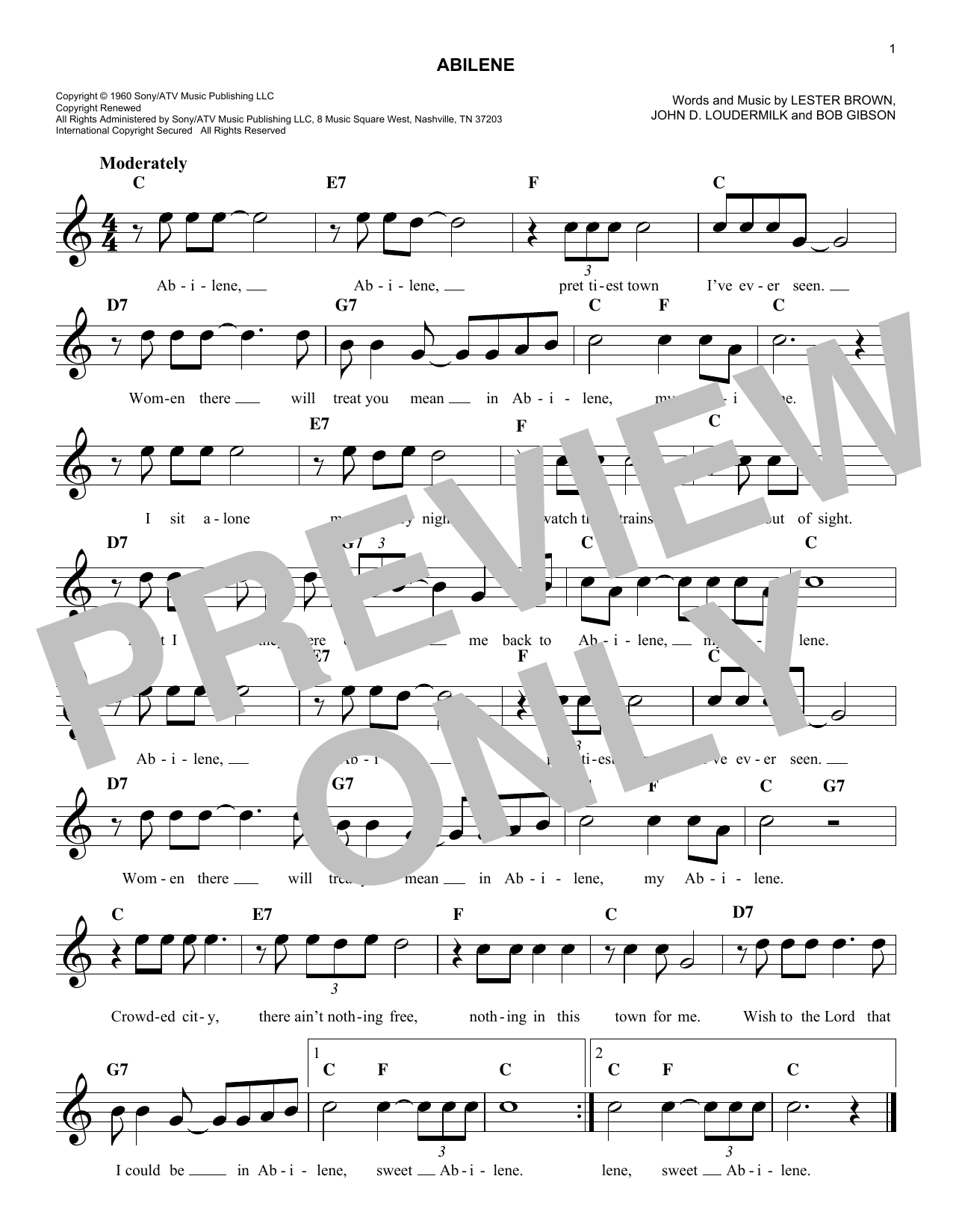 george hamilton iv abilene sheet music notes download printable pdf score 188635