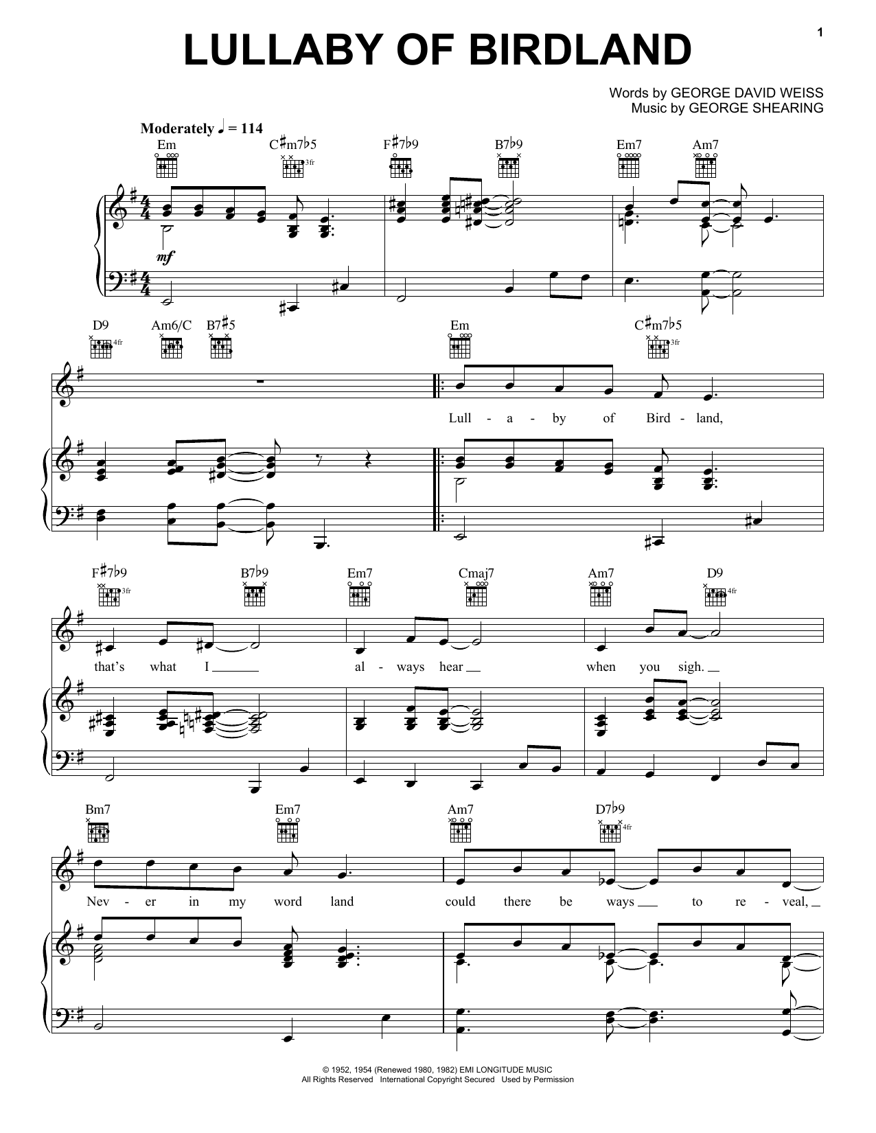 Benny Golson Lullaby Of Birdland Sheet Music