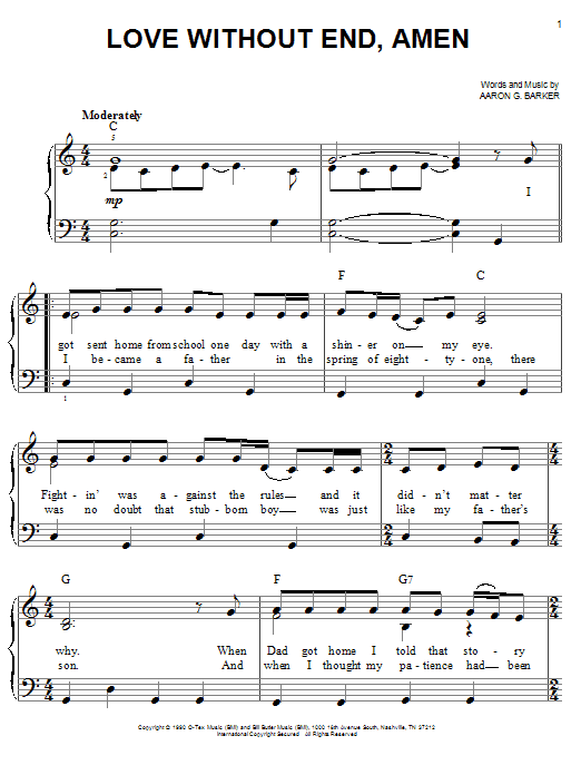 George Strait Love Without End Amen Sheet Music Notes Download George Strait Love Without End Amen Sheet Music Notes Download