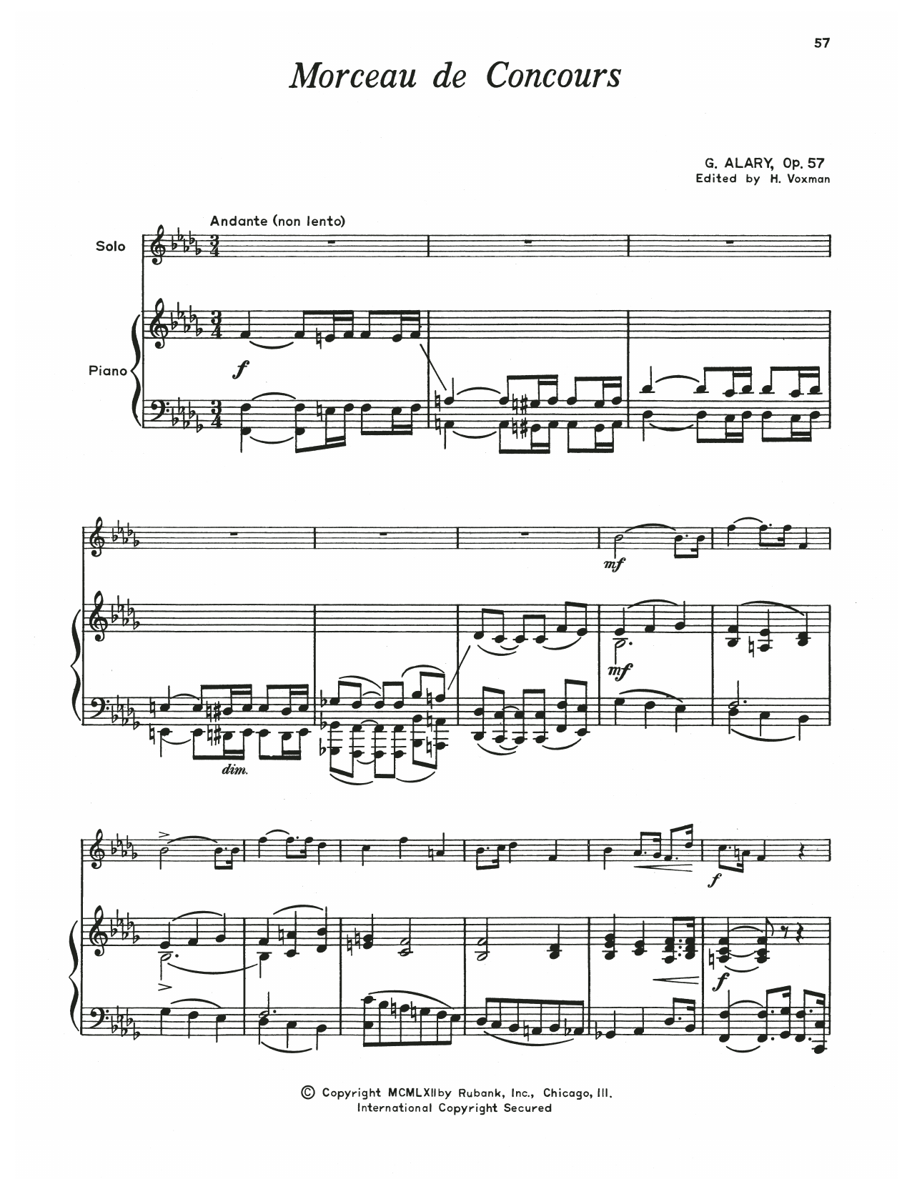 Download Georges Alary Morceau De Concours Sheet Music and learn how to play Baritone T.C. and Piano PDF digital score in minutes
