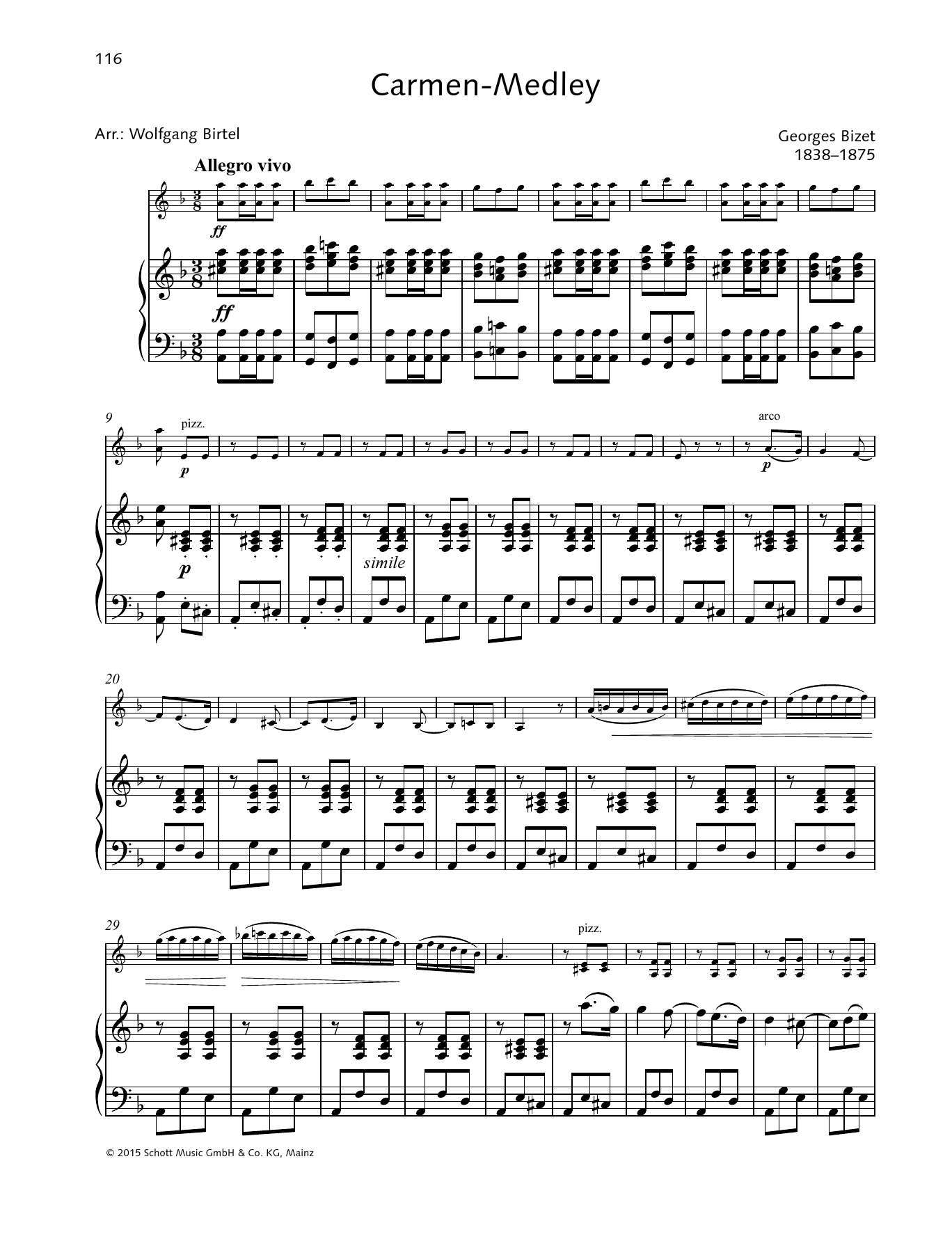 Download Georges Bizet Carmen-Medley Sheet Music and learn how to play String Solo PDF digital score in minutes