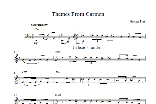 Download Georges Bizet Habanera (from Carmen) Sheet Music and learn how to play Melody Line & Chords PDF digital score in minutes