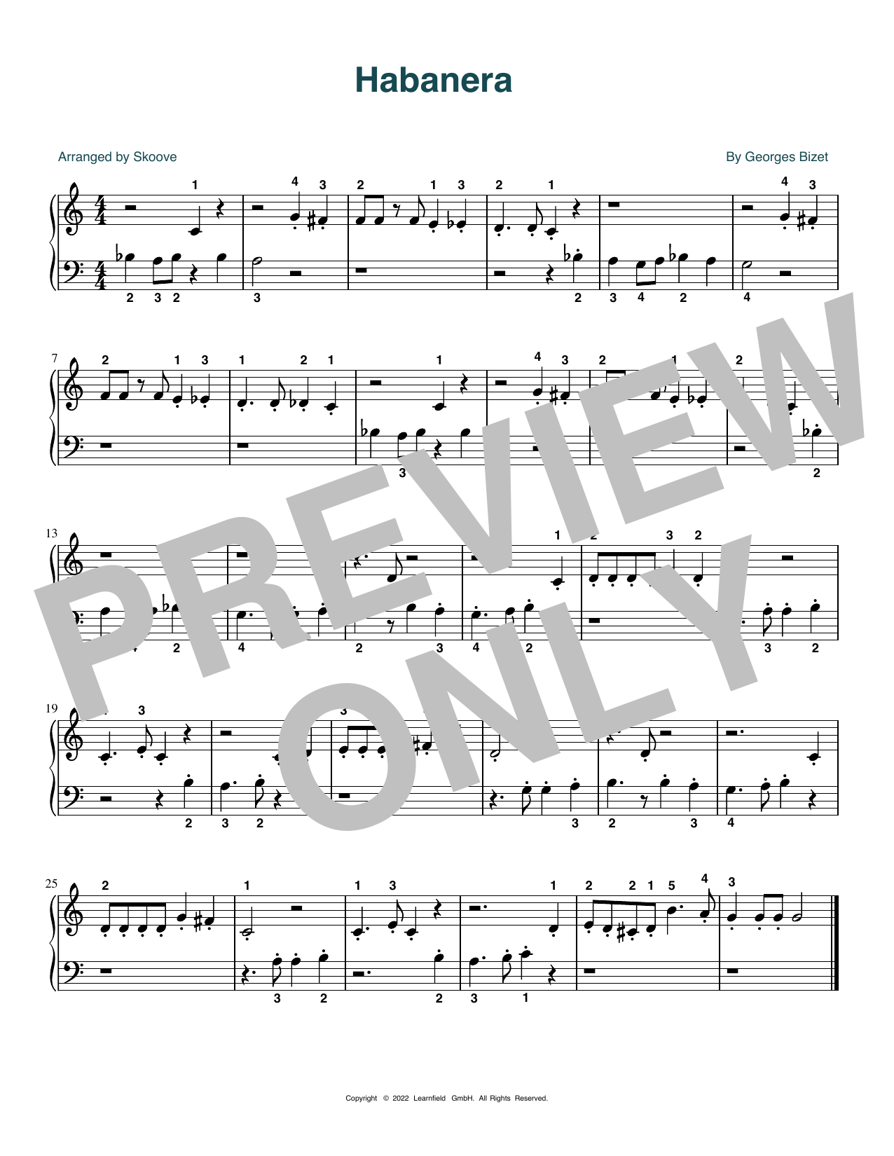 Download Georges Bizet Habanera (arr. Skoove) Sheet Music and learn how to play Beginner Piano (Abridged) PDF digital score in minutes