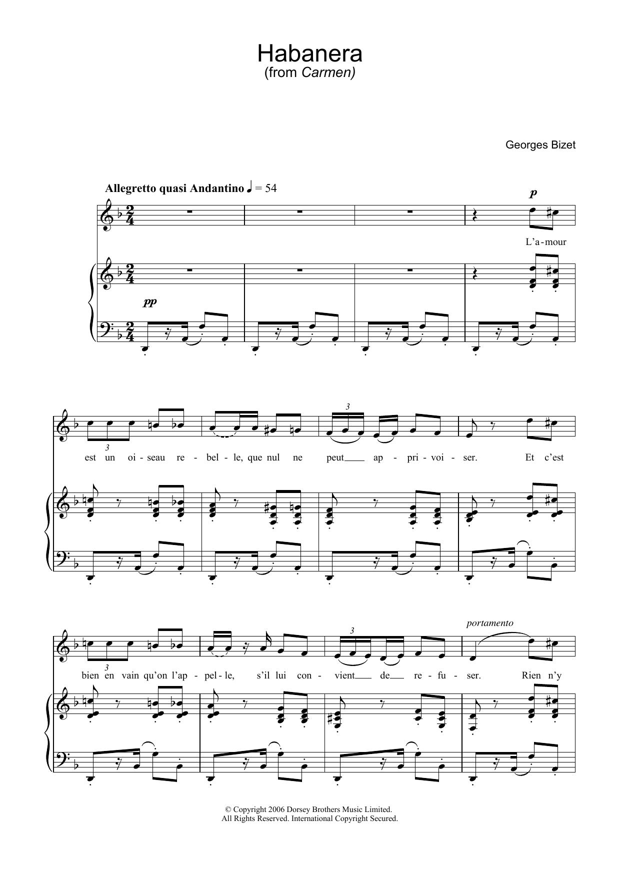 Download Georges Bizet Habanera (from Carmen) Sheet Music and learn how to play Beginner Piano PDF digital score in minutes