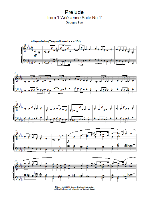Download Georges Bizet Prelude (from ‘L'Arlesienne') Sheet Music and learn how to play Beginner Piano PDF digital score in minutes
