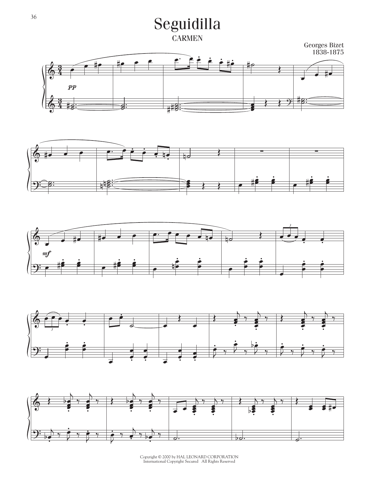 Download Georges Bizet Seguidilla Sheet Music and learn how to play Piano Solo PDF digital score in minutes