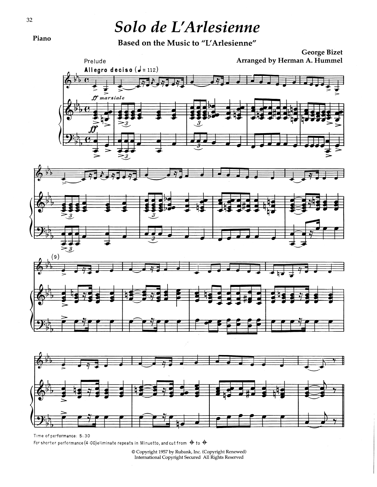Download Georges Bizet Solo De L'arlesienne Sheet Music and learn how to play Alto Sax and Piano PDF digital score in minutes