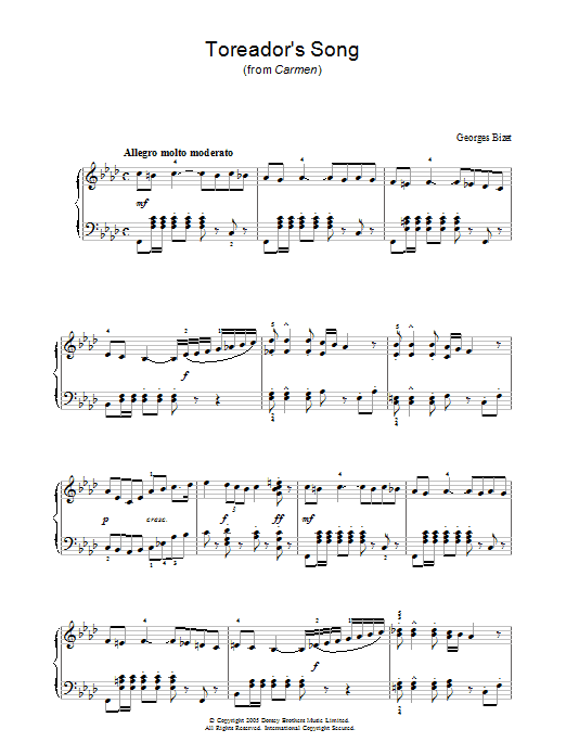 Download Georges Bizet Toreador Song Sheet Music and learn how to play Viola PDF digital score in minutes