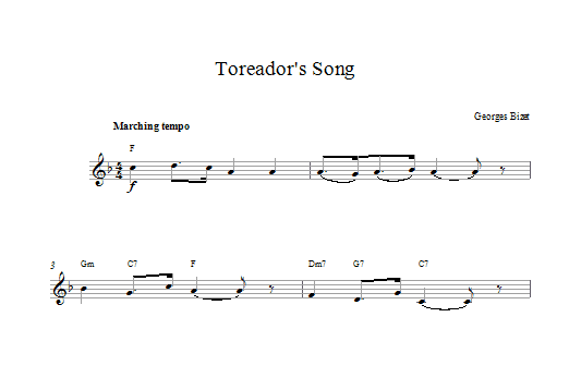 Download Georges Bizet Toreador's Song (from Carmen) Sheet Music and learn how to play Melody Line & Chords PDF digital score in minutes