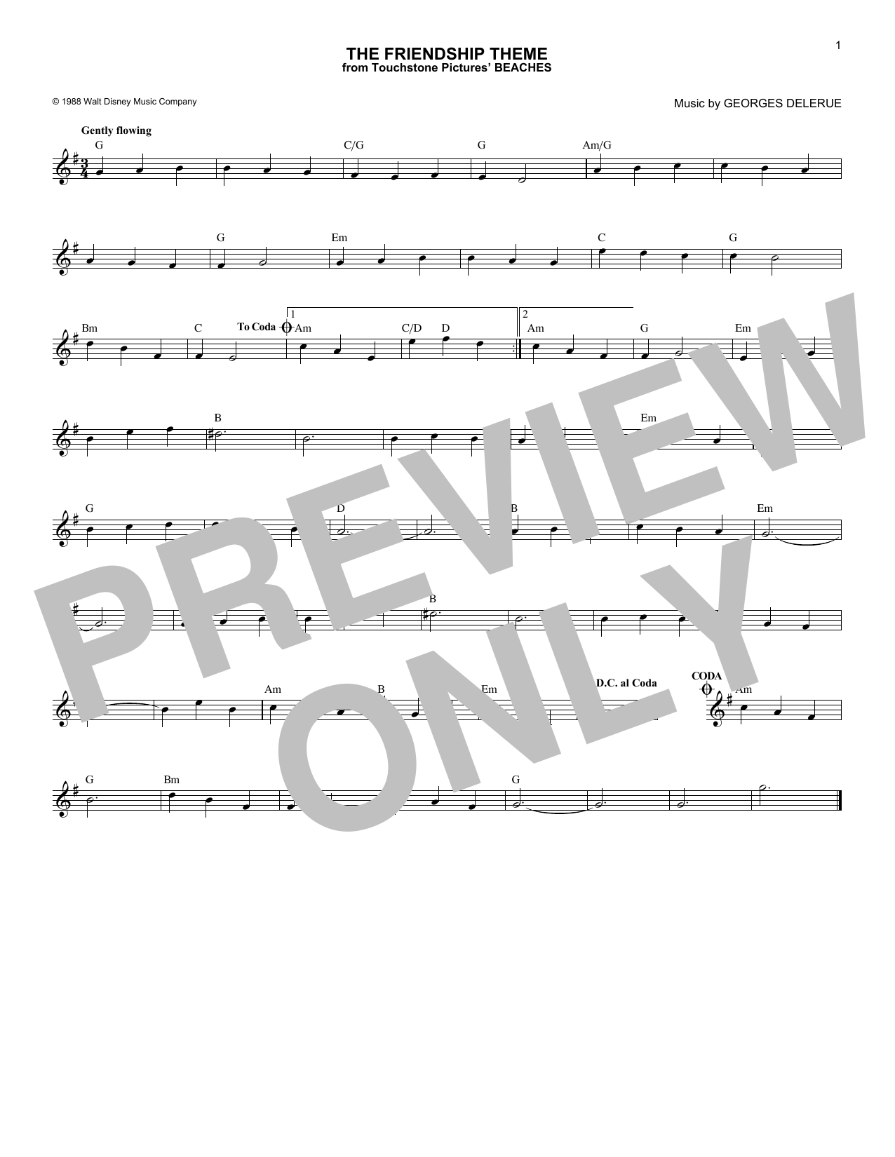 Download Georges Delerue The Friendship Theme Sheet Music and learn how to play Melody Line, Lyrics & Chords PDF digital score in minutes