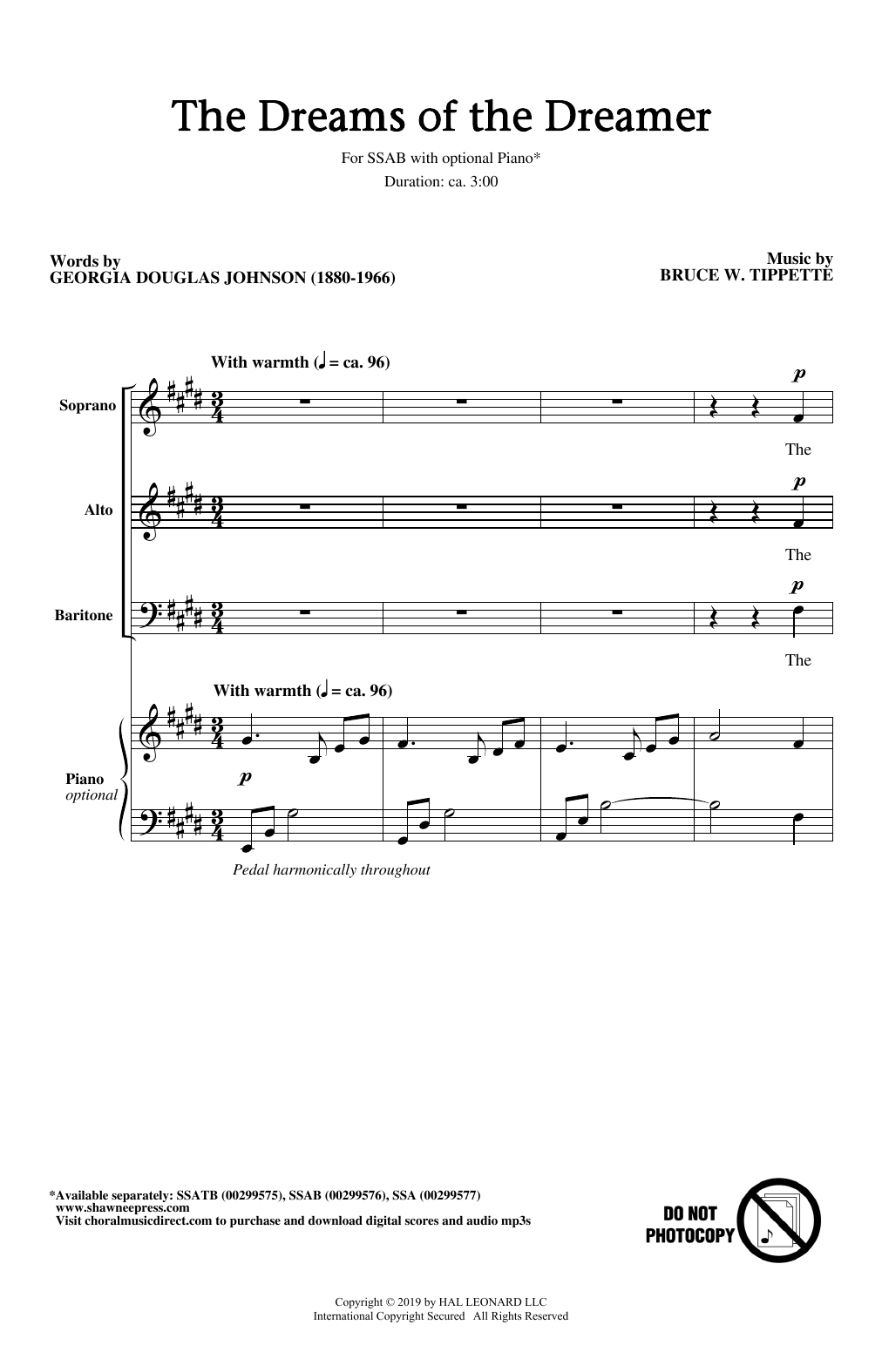 Download Georgia Douglas Johnson and Bruce W. Tippette The Dreams Of The Dreamer Sheet Music and learn how to play SSA Choir PDF digital score in minutes