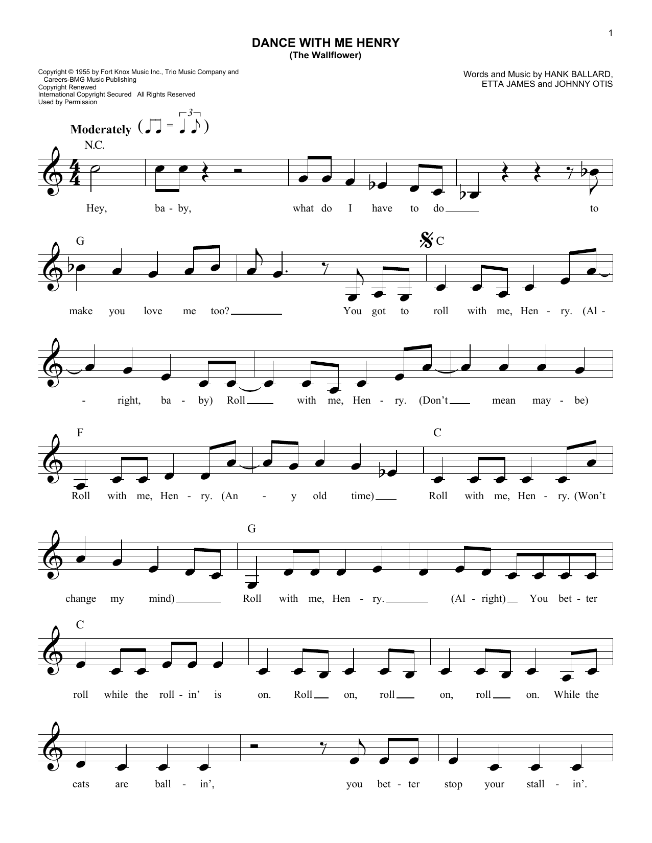 Download Georgia Gibbs Dance With Me Henry (The Wallflower) Sheet Music and learn how to play Melody Line, Lyrics & Chords PDF digital score in minutes