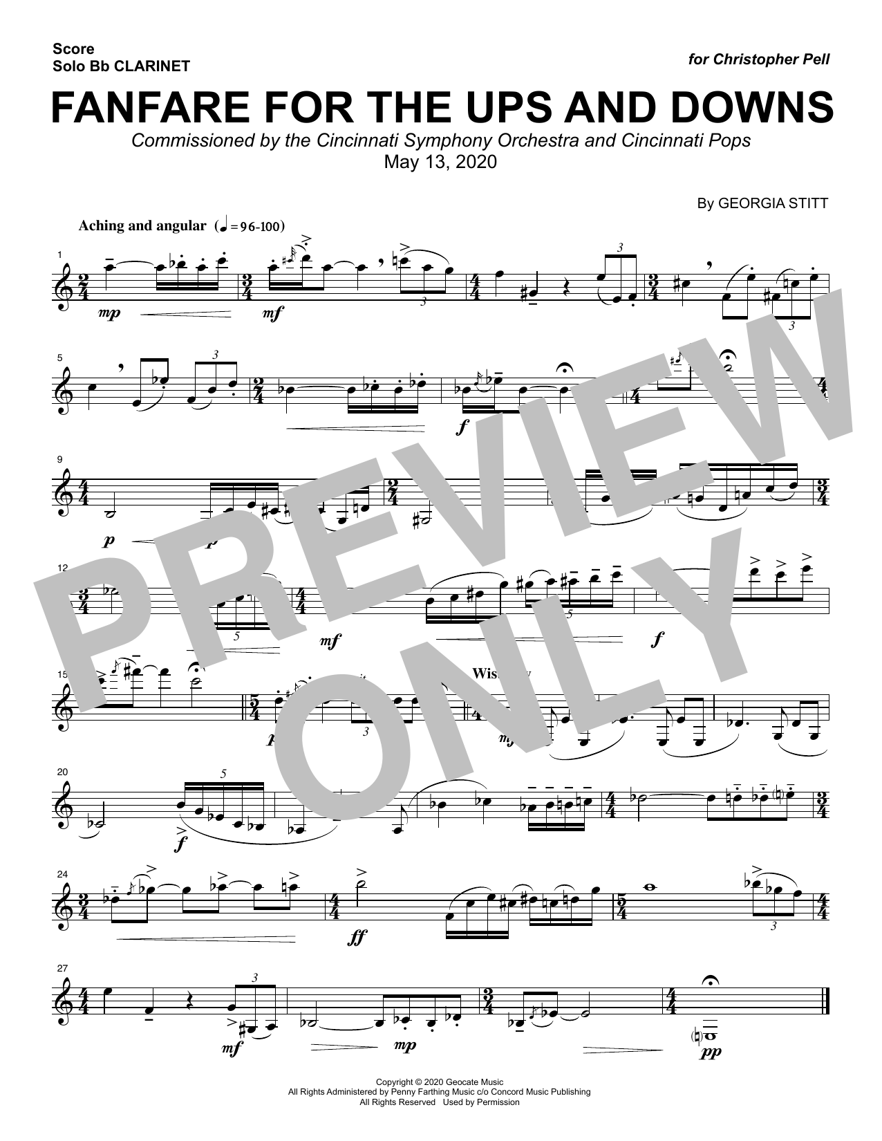 Download Georgia Stitt Fanfare For The Ups And Downs Sheet Music and learn how to play Clarinet Solo PDF digital score in minutes