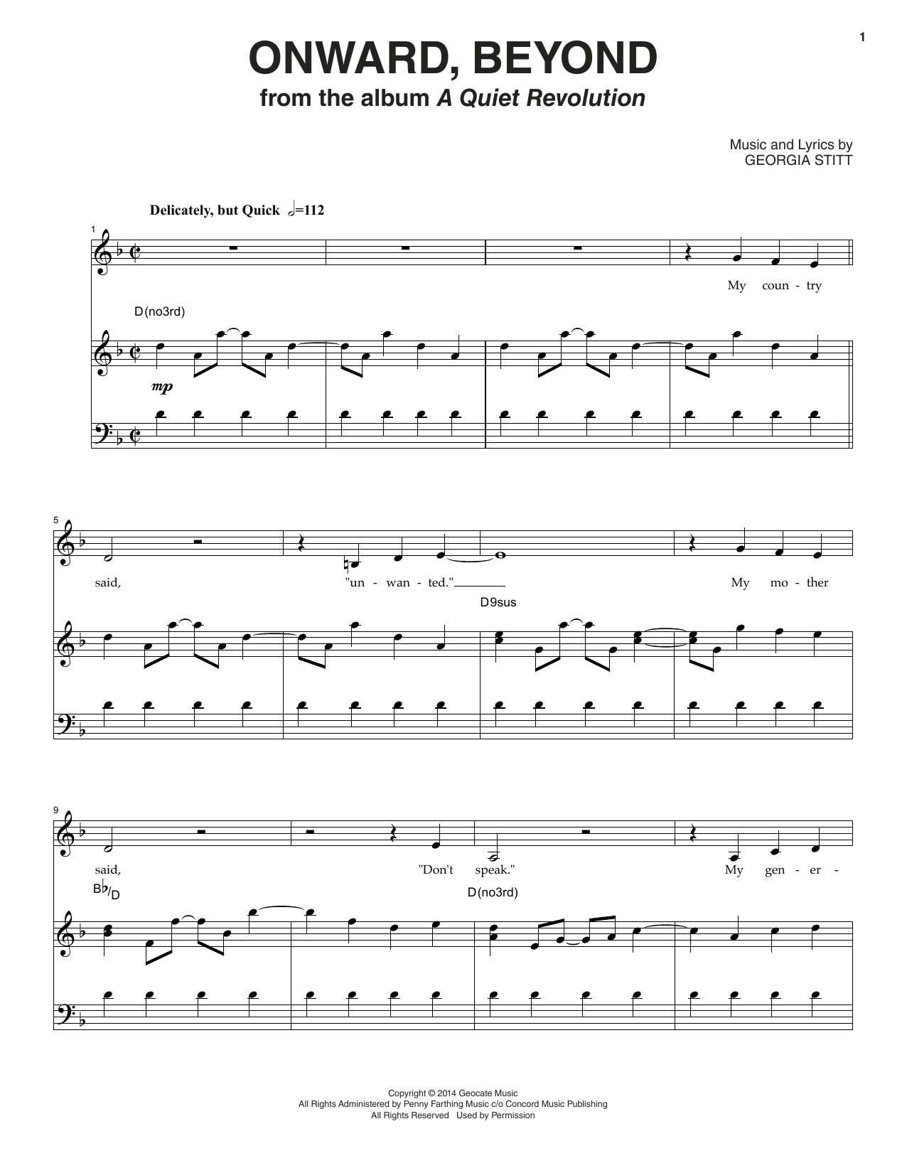 Download Georgia Stitt Onward, Beyond Sheet Music and learn how to play Piano & Vocal PDF digital score in minutes