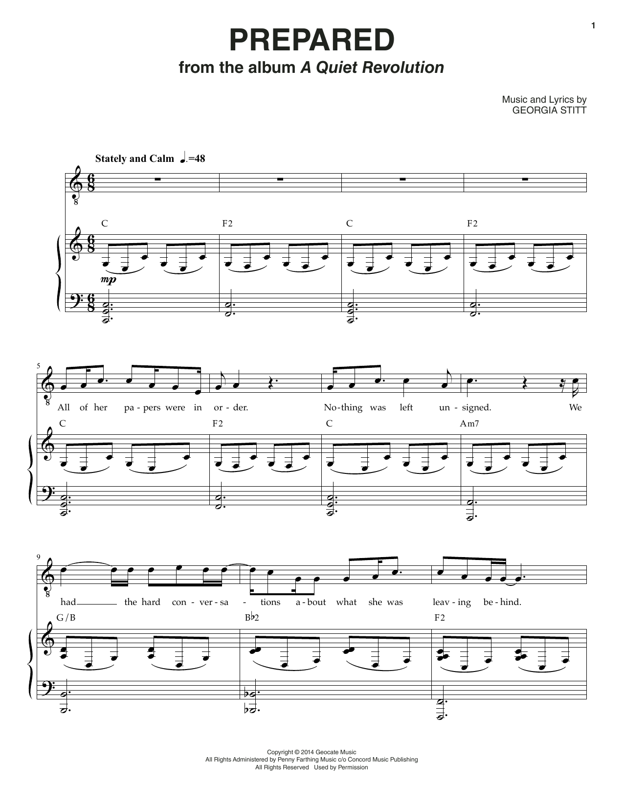 Download Georgia Stitt Prepared Sheet Music and learn how to play Piano & Vocal PDF digital score in minutes