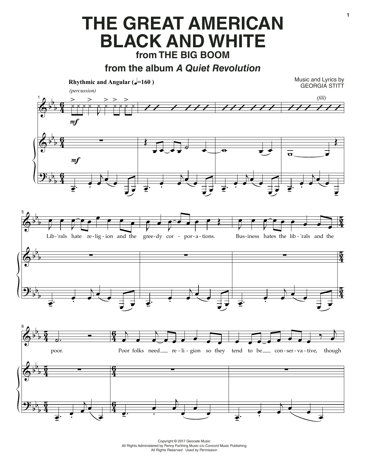 Download Georgia Stitt The Great American Black And White Sheet Music and learn how to play Piano & Vocal PDF digital score in minutes