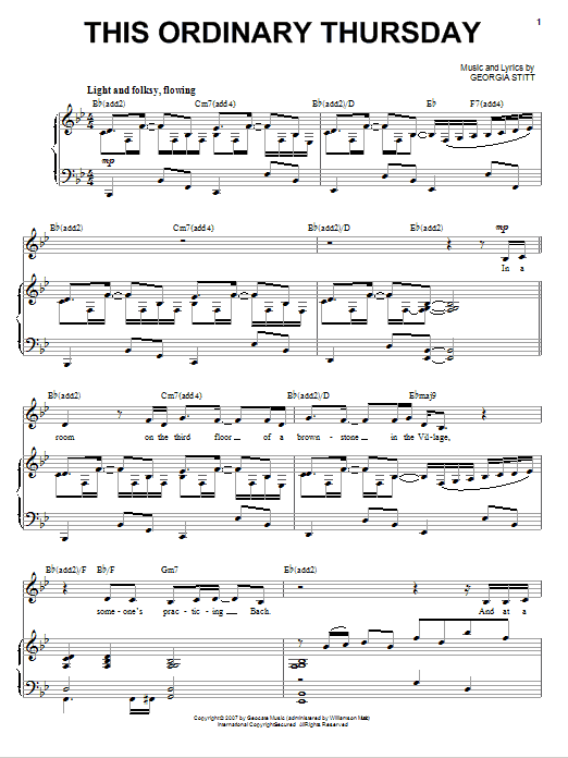 Download Georgia Stitt This Ordinary Thursday Sheet Music and learn how to play Piano, Vocal & Guitar (Right-Hand Melody) PDF digital score in minutes