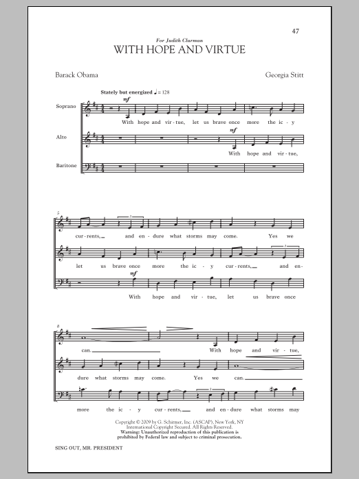 Download Georgia Stitt With Hope And Virtue Sheet Music and learn how to play Choral PDF digital score in minutes
