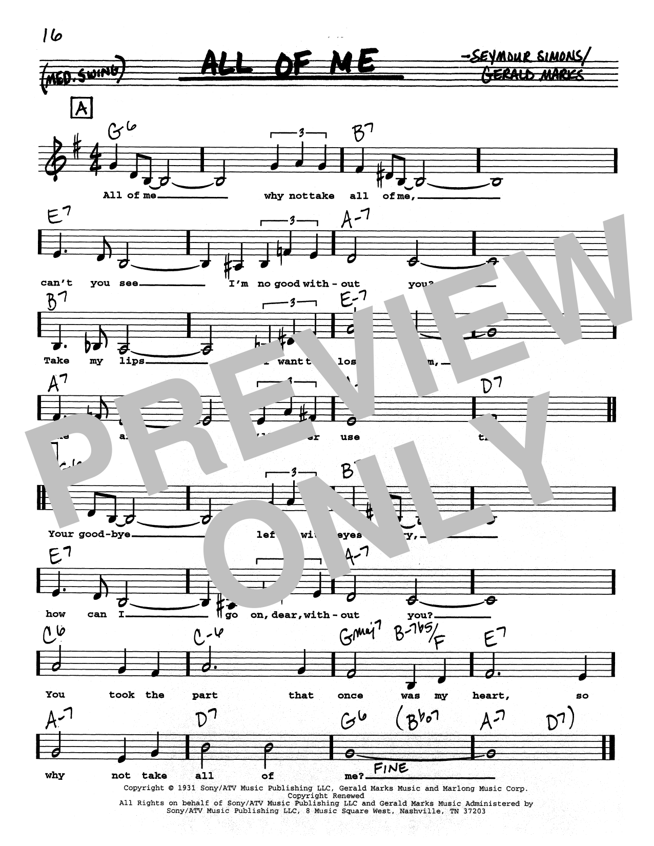 Download Gerald Marks All Of Me (Low Voice) Sheet Music and learn how to play Real Book – Melody, Lyrics & Chords PDF digital score in minutes