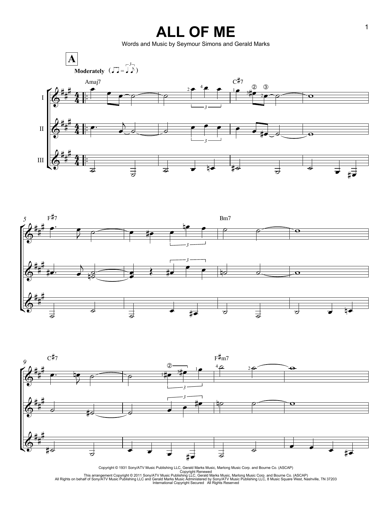 Download Gerald Marks All Of Me Sheet Music and learn how to play GTRENS PDF digital score in minutes